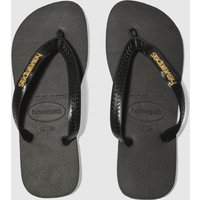 Havaianas Black & Gold Top Logo Metallic Sandals