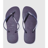 Havaianas Dark Purple Slim Logo Metallic Sandals