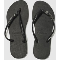 Havaianas Black & Silver Slim Metal Logo Sandals
