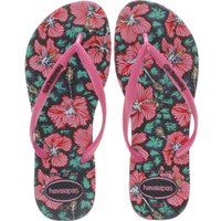 Havaianas Black & Pink Slim Floral Sandals