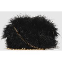 Missguided Black Feather Clutch Bags