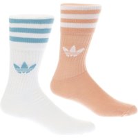 Adidas Pink & White Solid Crew Sock 2 Pack Socks