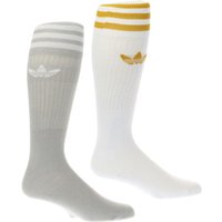 Adidas Grey & White Solid Crew Sock 2 Pack Socks