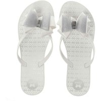 Zaxy White & Silver Link Twin Bow Sandals