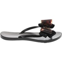 Zaxy Black & Brown Link Twin Bow Sandals