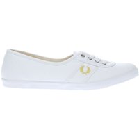 Fred Perry White & Gold Aubrey Twill Trainers