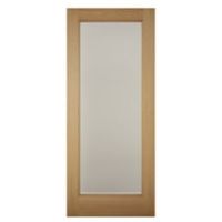 1 Panel Shaker White Oak Veneer Glazed Front Door (H)1981mm (W)762mm