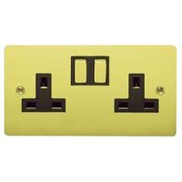 Holder 13A Polished Brass Switched Double Socket