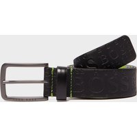 BOSS Green Embossed Leather Belt - Black, Black