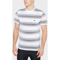 Lacoste Jacquard Stripe Short Sleeve T-Shirt - White/Grey/Blue, White/Grey/Blue