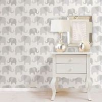 Wallpops Elephant Parade Grey Peel & Stick Wallpaper (L)5.5m (W)52cm