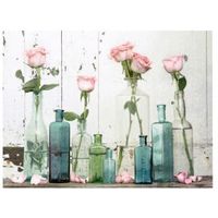 Roses In Vase Pastel Shades Canvas Art (W)80cm (H)60cm