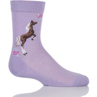 Girls 1 Pair Falke Horse And Floral Cotton Socks