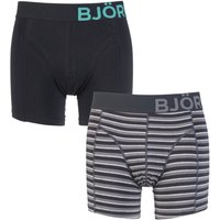 Mens 2 Pack Bjorn Borg Plain And Tracker Striped Cotton Boxer Shorts