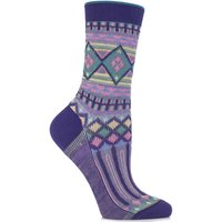 Ladies 1 Pair Burlington Cotton Ethno Aztec Patterned Socks