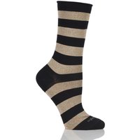 Ladies 1 Pair Burlington Shiny Stripe Cotton Socks