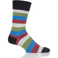 Mens 1 Pair Burlington Varied Stripe Cotton Socks