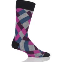 Mens 1 Pair Burlington Geometric Mixed Argyle Socks