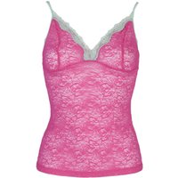 Ladies 1 Pair Kinky Knickers Nottingham Lace Strappy Cami Top In Bright Pink