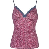 Ladies 1 Pack Kinky Knickers Liberty Print Cami Vest With Lace Trim In Berry