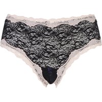Ladies 1 Pair Kinky Knickers Nottingham Lace Classic Knicker In Black And Oyster