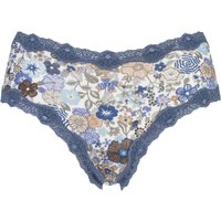 Ladies 1 Pair Kinky Knickers Liberty Print Classic Knickers With Lace Trim In Bohemian Blues