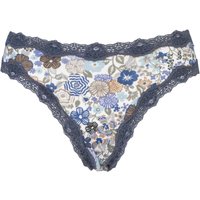 Ladies 1 Pair Kinky Knickers Liberty Print High Rise Knicker With Lace Trim In Bohemian Blues