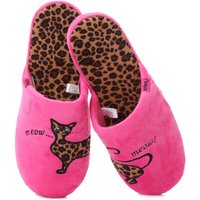 Ladies 1 Pair Totes Leopard Cat Novelty Mule Style Slippers