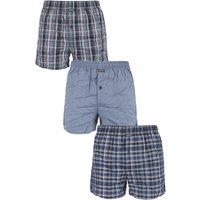 Mens 3 Pack Jockey Flight Pioneers 100% Cotton Check And Plain Woven Boxer Shorts