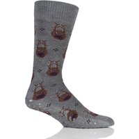 Mens 1 Pair Totes Original Christmas Novelty All Over Reindeer Slipper Socks With Grip
