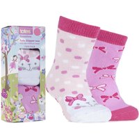 Girls 2 Pair Totes Tots Novelty Slipper Socks With Grip