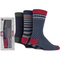 Mens 3 Pair Totes Gift Boxed Striped, Fair Isle And Speckled Patterned Cotton Socks