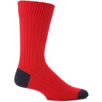 Mens 1 Pair SockShop Of London Rib Cotton Socks With Contrast Heel & Toe