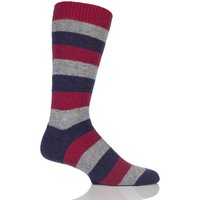 Mens 1 Pair Pantherella 85% Cashmere Rockingham Colour Block Striped Socks