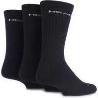 Mens 3 Pair Head Plain Cotton Sport Crew Socks In Black