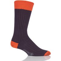 Mens 1 Pair Corgi Heavyweight 100% Cotton Ribbed Socks With Contrast Heel, Toe And Welt