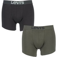 Mens 2 Pack Levis Plain Cotton Boxer Shorts In Green Milieu
