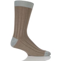 Mens 1 Pair SockShop Of London 85% Cashmere Contrast Top Heel And Toe Ribbed Socks