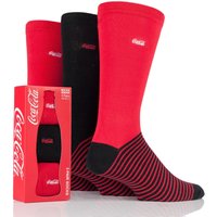 Mens 3 Pair Coca Cola Striped Foot Cotton Socks