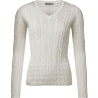 Ladies Great & British Knitwear 100% Cotton Cable & Rib V Neck Jumper
