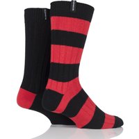 Mens 2 Pair Glenmuir Cotton Blend Block Stripe And Plain Ribbed Leisure Socks