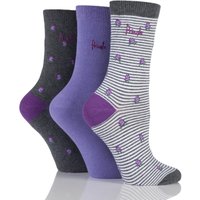 Ladies 3 Pair Pringle Ava Roses And Striped Patterned Cotton Socks