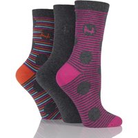 Ladies 3 Pair Pringle Lucy Striped Spots And Plain Cotton Socks