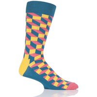 Mens And Ladies 1 Pair Happy Socks Filled Optic Combed Cotton Socks