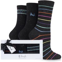 Ladies 3 Pair Pringle Gift Boxed Kathryn Plain And Striped Marl Cotton Socks