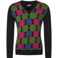 Mens Great & British Knitwear 100% Extrafine Lambswool Spot Argyle V Neck Fitted Sweater
