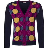 Mens Great & British Knitwear 100% Extrafine Lambswool Spot Argyle V Neck Fitted Cardigan