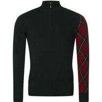 Mens Great & British Knitwear Scotland 100% Lambswool Tartan Sleeve Zip Thru Sweater