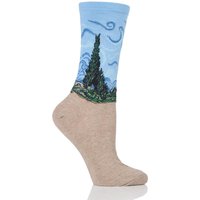 Ladies 1 Pair HotSox Artist Collection A Wheatfield With Cypresses Cotton Socks