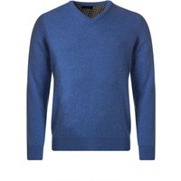 Mens Great & British Knitwear Plain Lambswool V Neck Jumper With Harris Tweed Elbow Patches